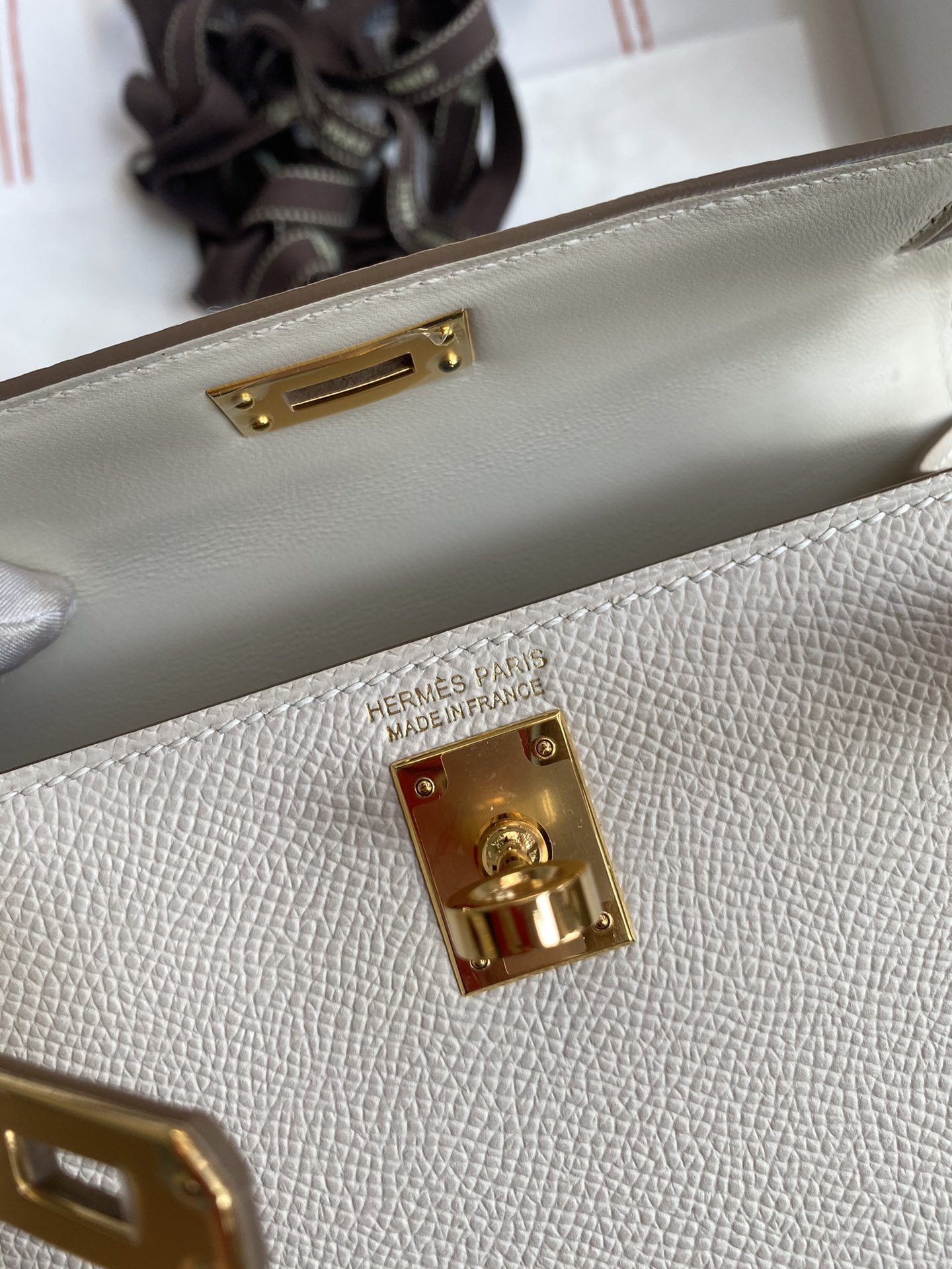 Hermes Kelly Mini II Bag 19CM In White Epsom Leather